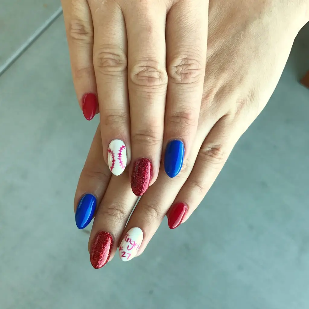Bold Baseball Stitch Nail Art