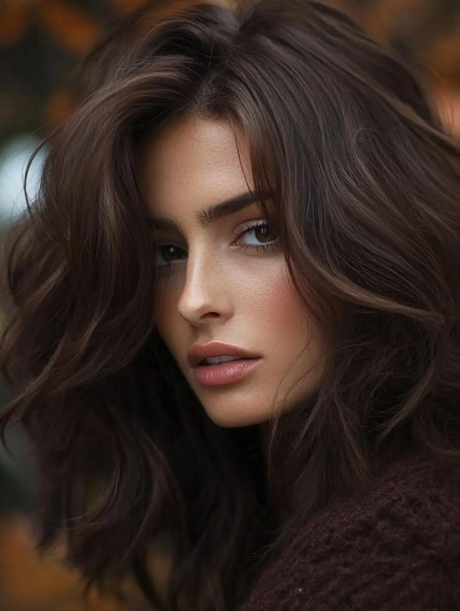 Deep Copper Balayage with Subtle Highlights