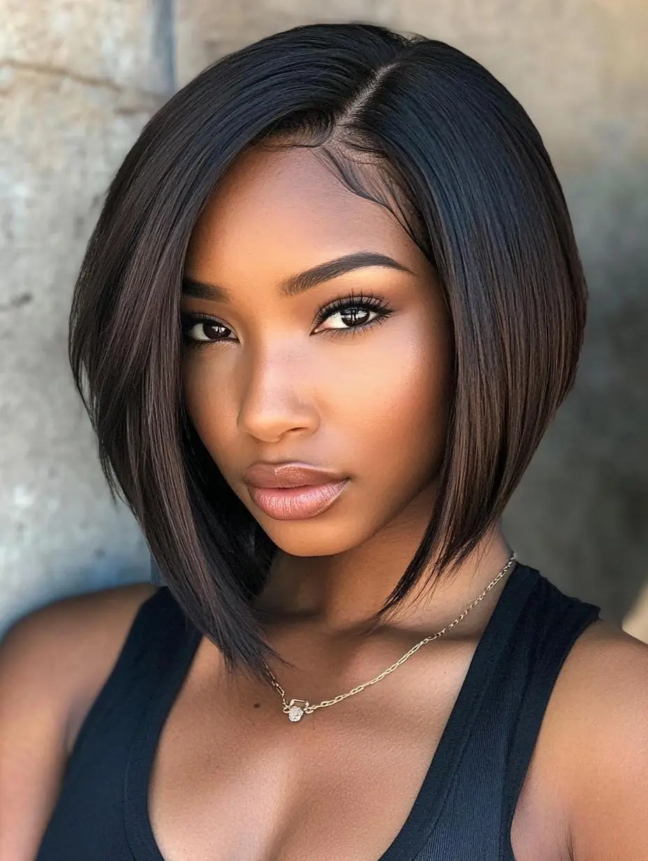 Sleek and Glossy Bob with Blunt Edges