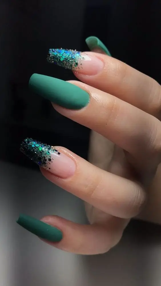 Rosy Ombre Nails with Gold Leaf Detailing