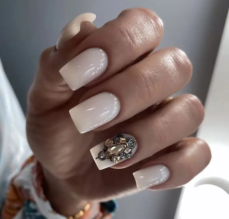 Pearl and Studded Nail Design