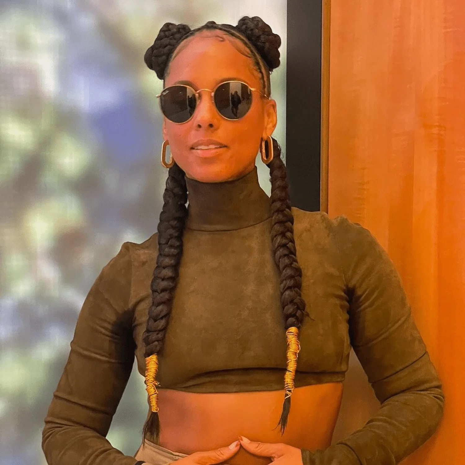 Braided Twists with Gold Cuffs Alicia Keys