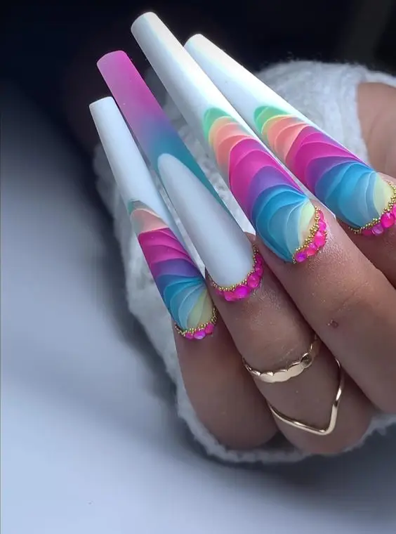 Muted Gray Nails with Abstract Art