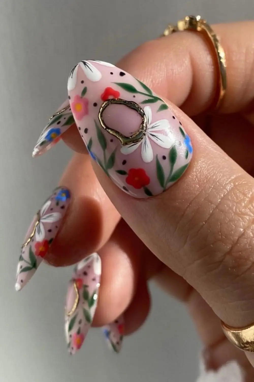 Dainty Dotted Spring Nail Design