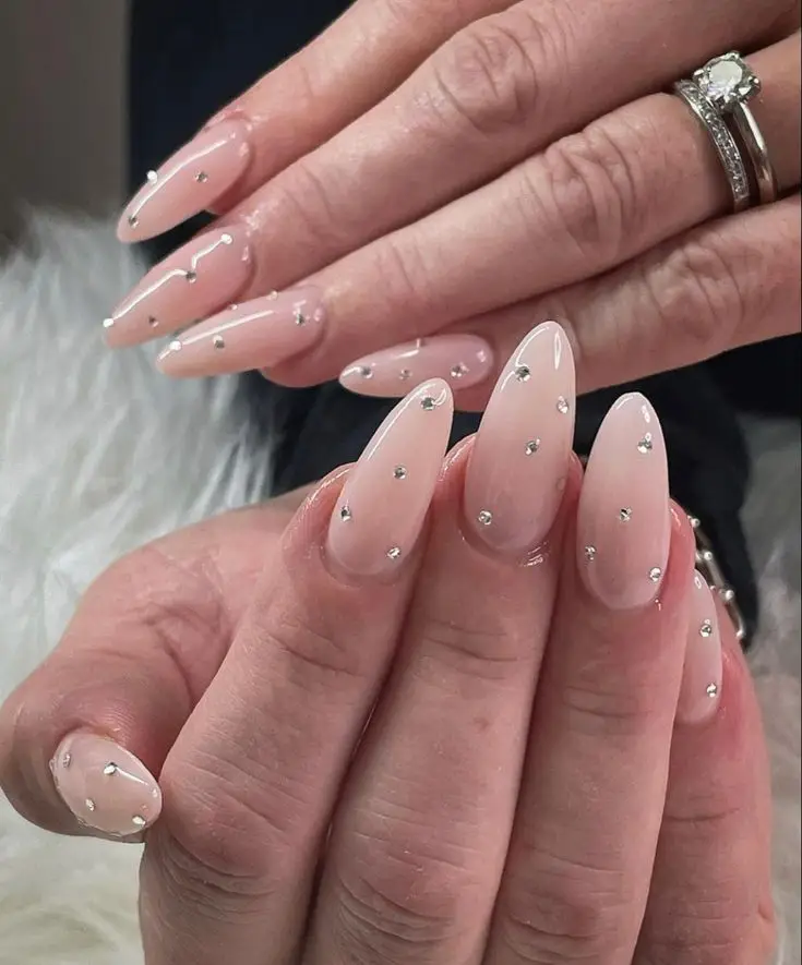Pearl and Rhinestone Romantic Nails