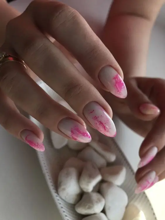 Peachy Coral Dipped Nails