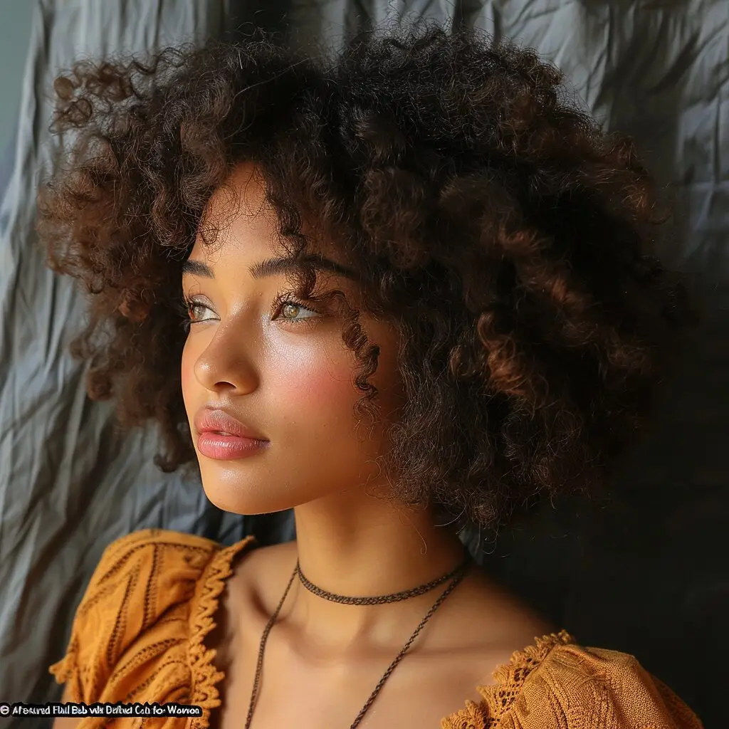 Afro-Textured Fluffy Bob with Defined Curls