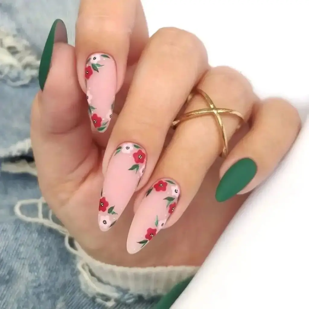 Bold Spring Green Nails with Matte Finish