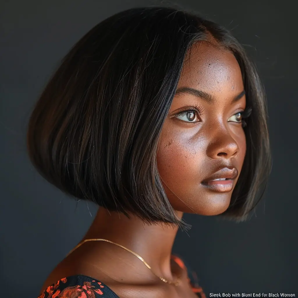 Sleek Fluffy Bob with Blunt Ends