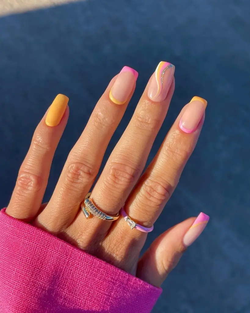 Elegant Pastel Nails with Swirl Patterns