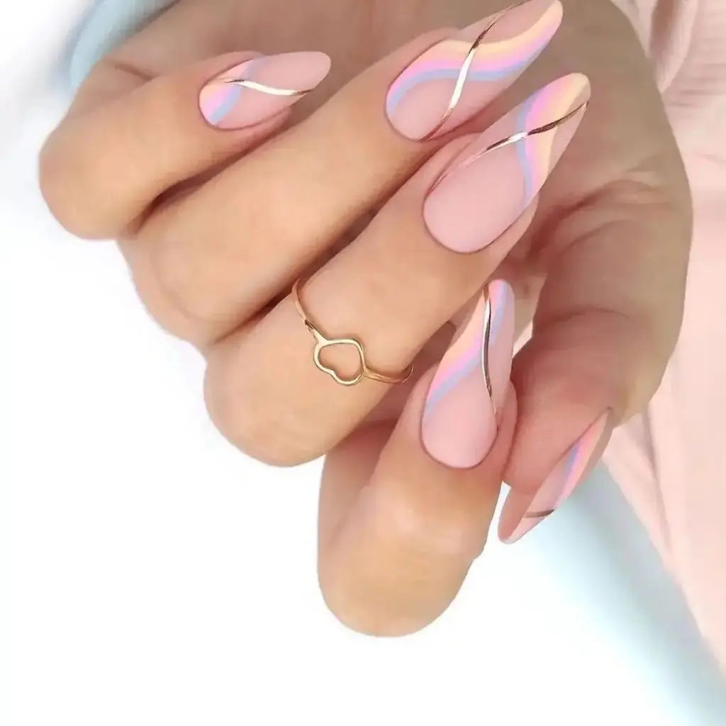 Artistic Brushstroke Nails in Bold Hues