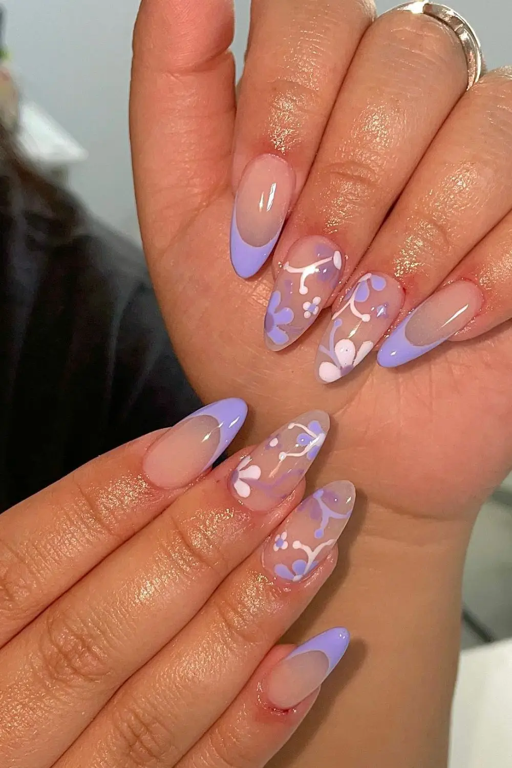 Pink Marble Nail Art with Rose Accents