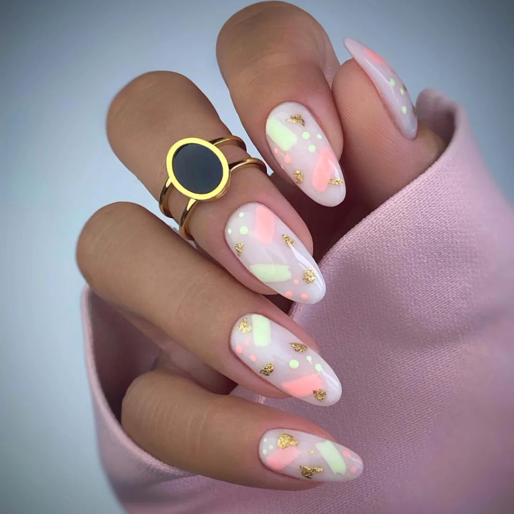 Sunset Ombre Nails with Palm Tree Art