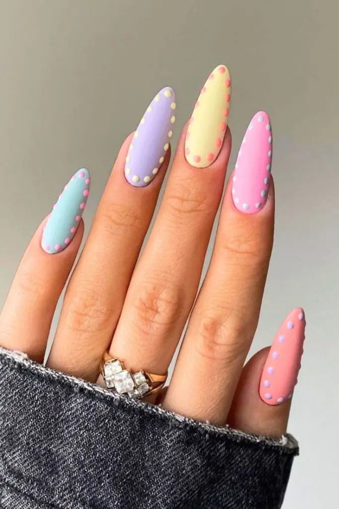 Pastel Rainbow Gradient Spring Nails