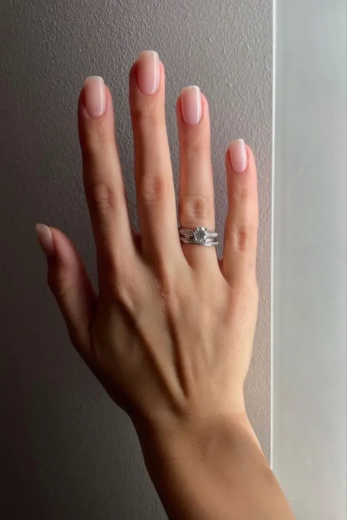 Short Nails in Sheer Pink with Delicate Gold Foil