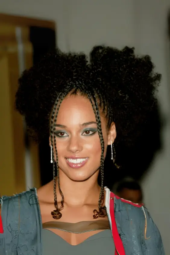 Cornrows with Afro Puffs Alicia Keys