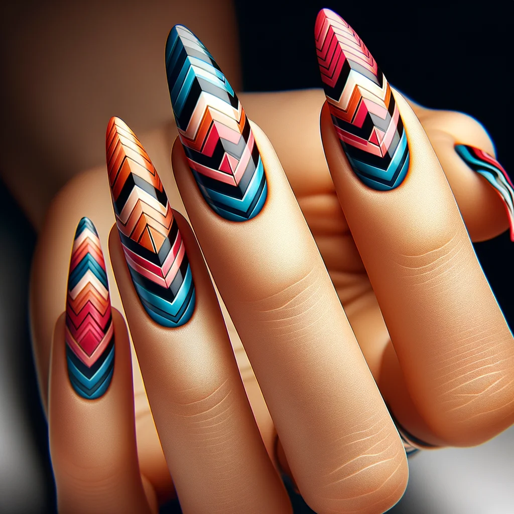 Chevron Nail Design with Bold Colors