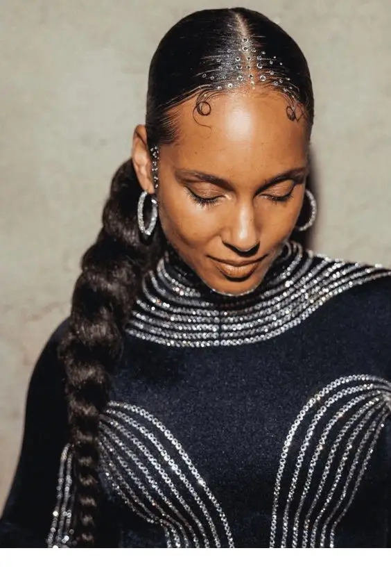High Braided Ponytail Alicia Keys