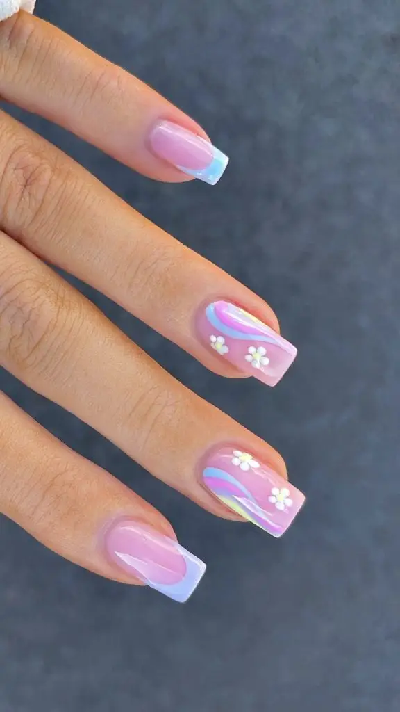 Rose Gold Nails with Glossy Finish and Tiny Gems