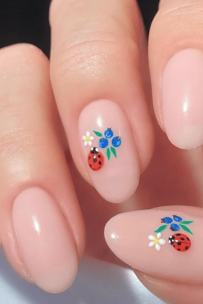 Ladybug Accent Nails