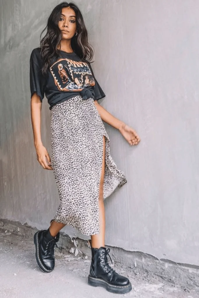 Trendy Fusion: Oversized Tee with Skirt Elegance