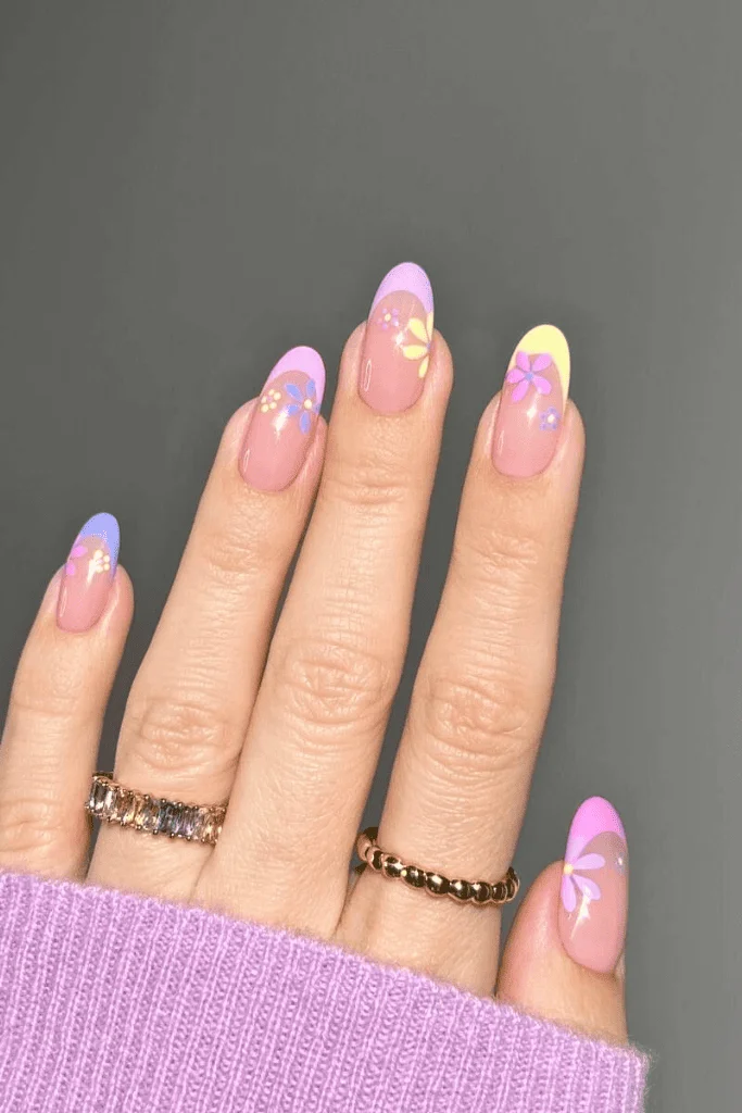 Pastel Spring Flowers Nails