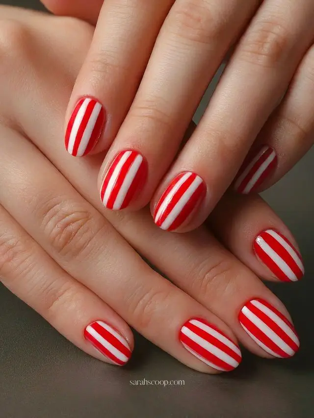 Red and White Striped Design with Chevron Twist