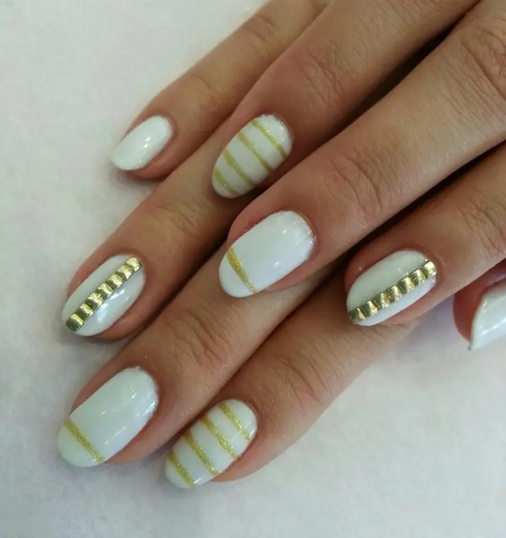 Gold Strap Nail Design