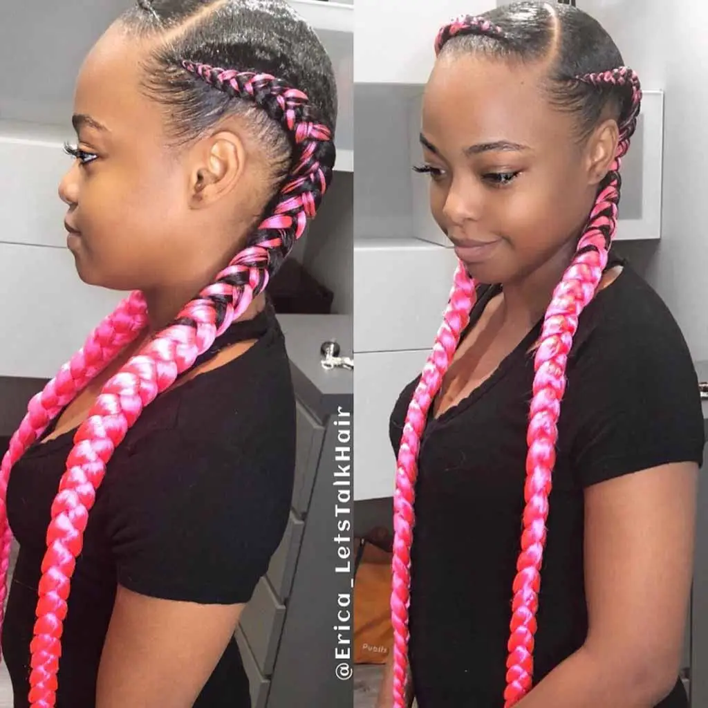 Twin spiral goddess cornrows with soft curls