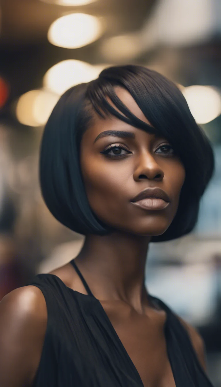 Short Asymmetrical Bob with Layers for Black Women