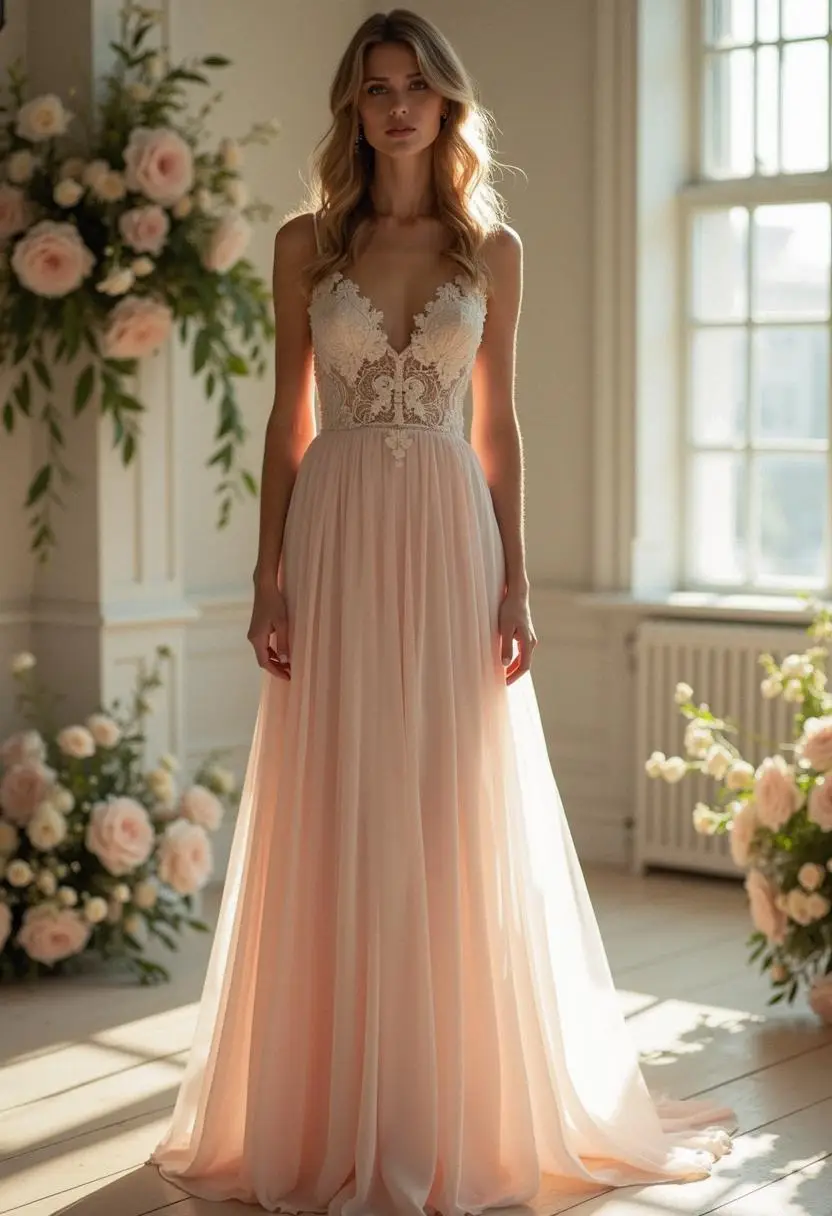 Romantic Blush Wedding Guest Outfit