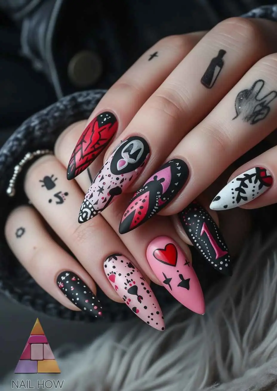 Pink Crystal-Tipped Nail Design