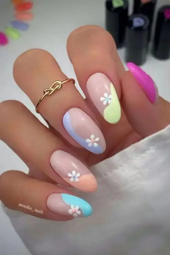 Floral-Inspired Pastel Nails