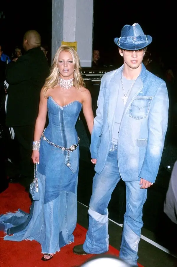 Britney Spears wearing a rhinestone-adorned outfit from the 2000s era.