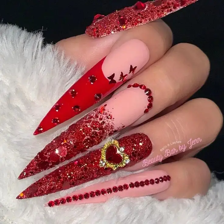 Glittery Rose Gold Nails
