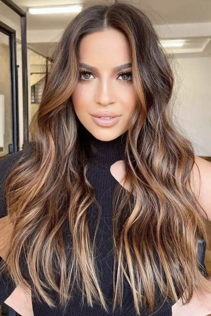 Warm Chestnut Balayage with Subtle Ombre