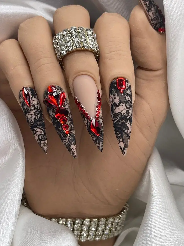 Peach Ombre Nails with Gold Splashes