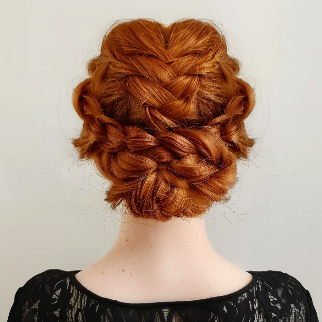 Sophisticated curved goddess cornrow updo with gentle twists
