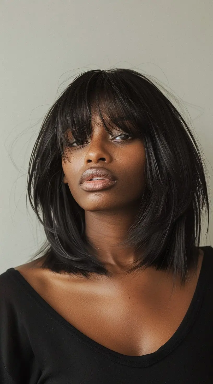 Layered Long Bob with Wispy Bangs