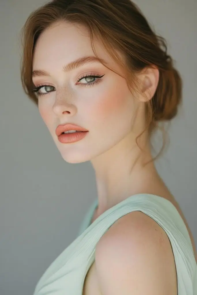 Subtle Winged Liner and Coral Lips Makeup