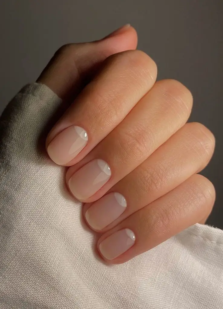 Short Nails in Subtle Ivory with Pearly Undertones