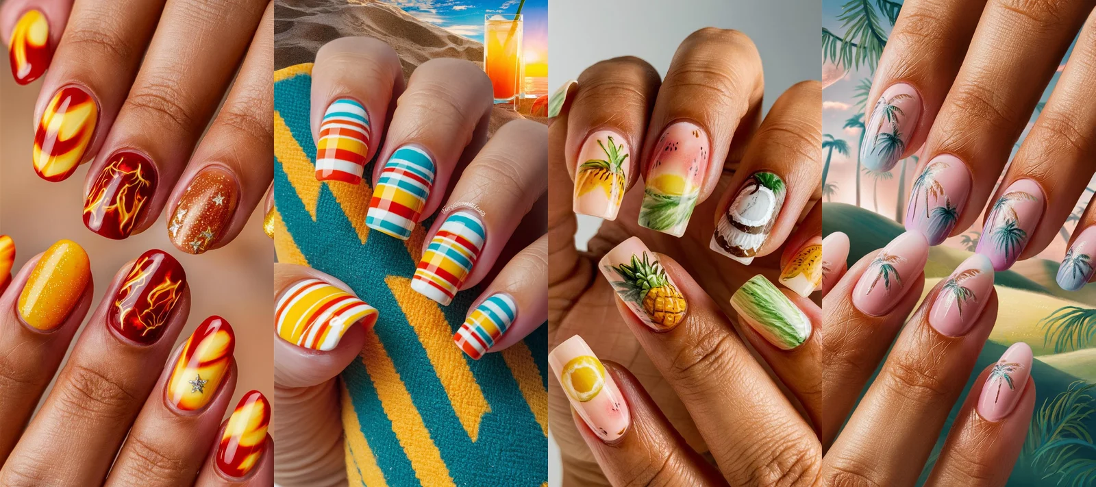 Glossy Neon Ombre Nails