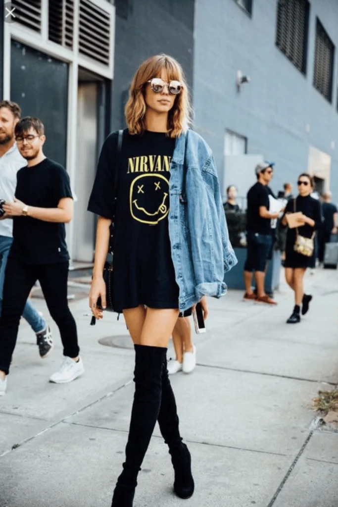 Relaxed Utility: Oversized Graphic Tee with Boots