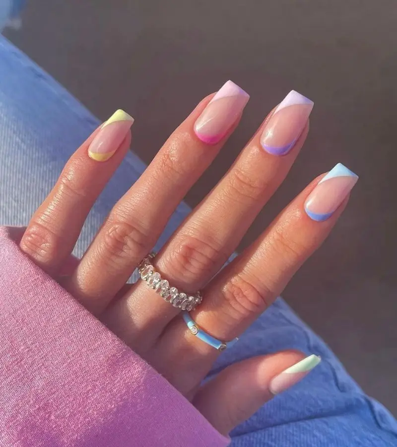 Playful Floral French Tips