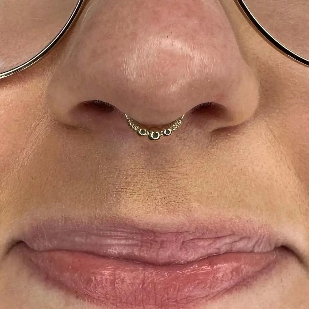 Decorative Septum Ring with Tiny Filigree Details