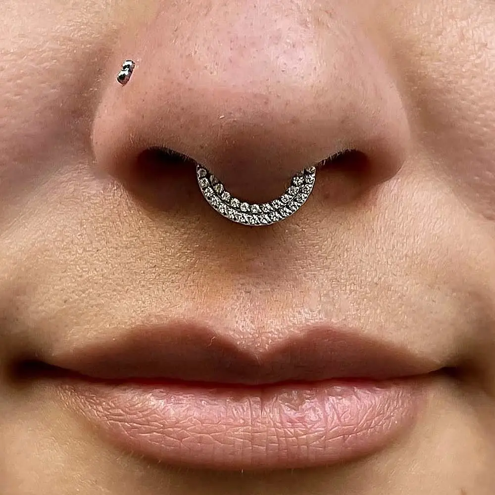 Delicate Gem-Encrusted Septum Ring