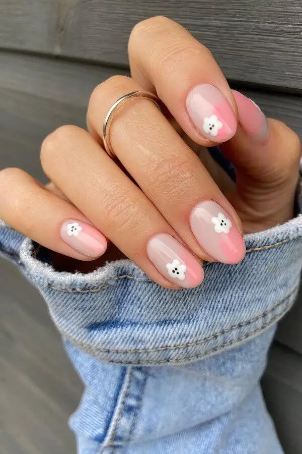 Layered pink petal nail design