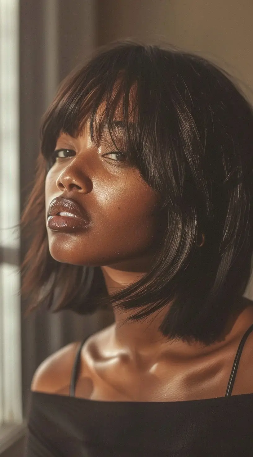Sleek Bob with Full Bangs