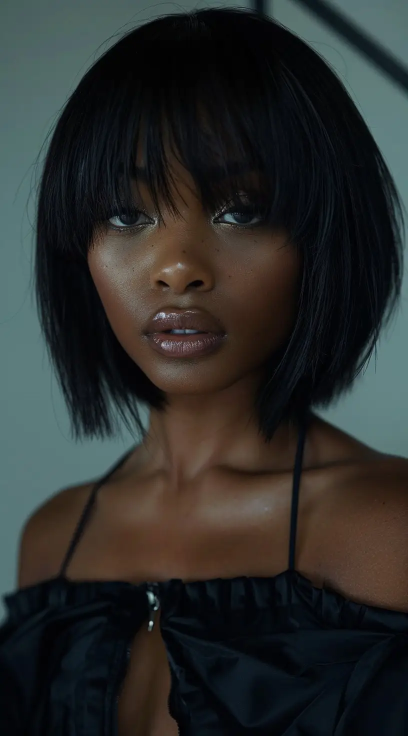 Sleek Layered Bob with Wispy Bangs