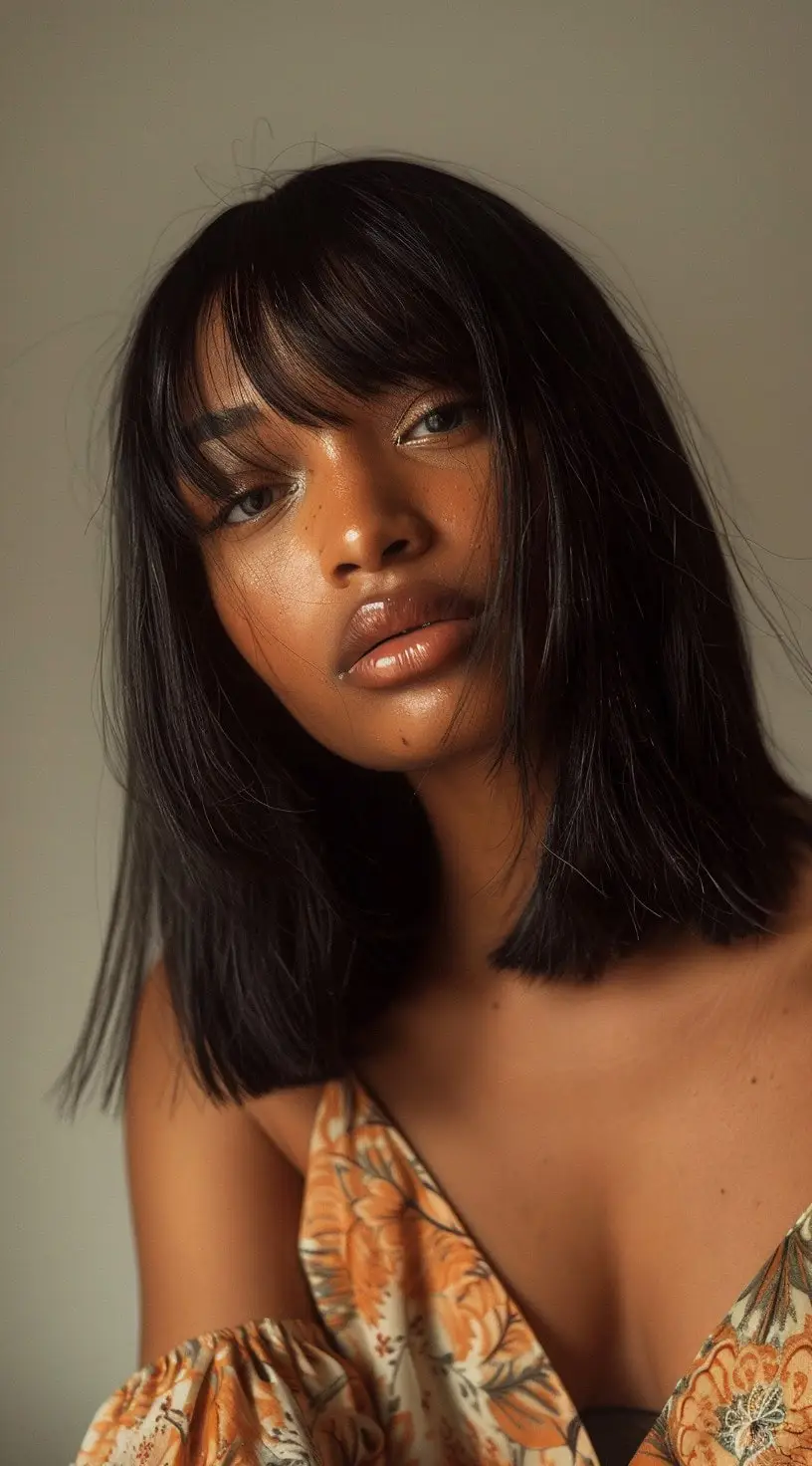Soft Long Bob with Curtain Bangs